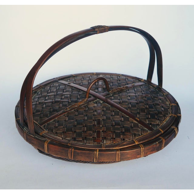 Wood Antique Japanese Bamboo Basket Hayakawa Shokosai I (1815-1897) For Sale - Image 7 of 11