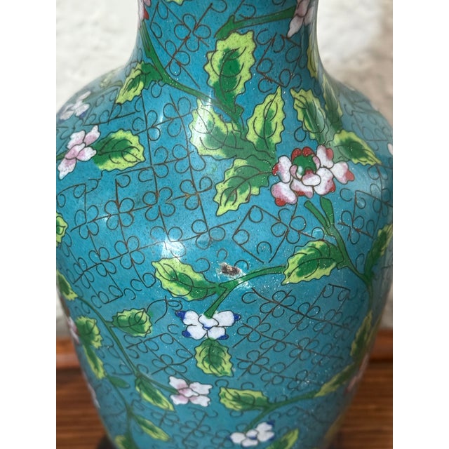 Vintage Cloisonné Vase Lamp, Fully Rewired For Sale - Image 6 of 8