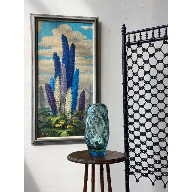 Vintage Large Scale Framed Lupin Painting on Canvas, Circa 1950s Chairish