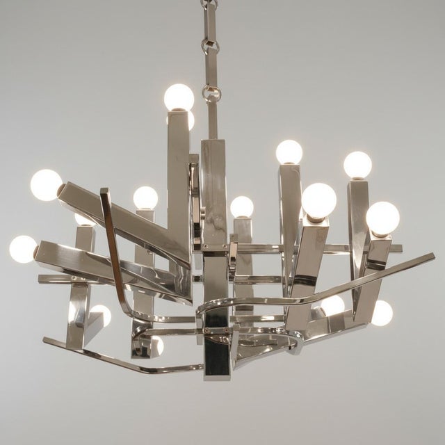 1970s Italian Modernist Sixteen Light Chandelier For Sale - Image 4 of 5