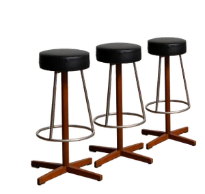 Swedish Teak and Chrome Swivel Bar Stools by Börje Johanson, 1960s, Set of 3