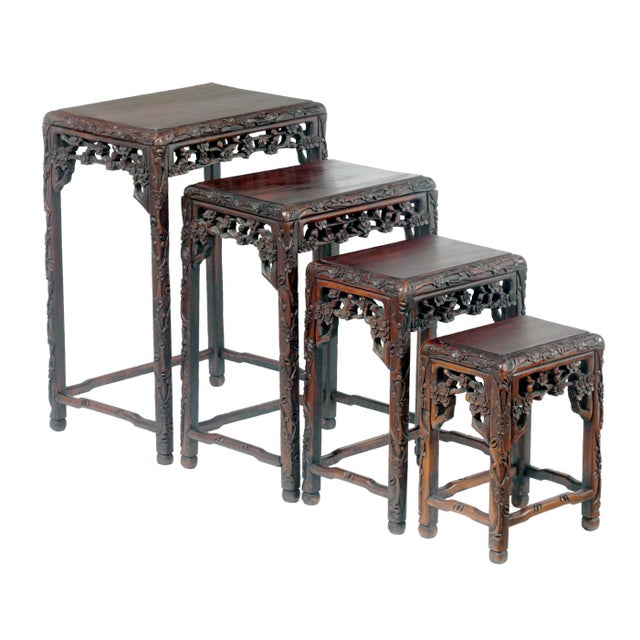 Wood Antique Rosewood Chinese Nesting Tables Set of 4 For Sale - Image 7 of 12