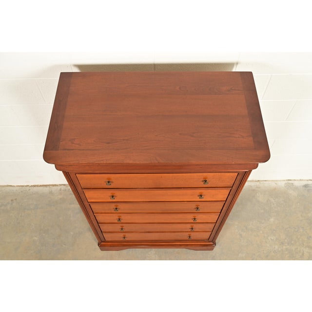 Grange French Louis Philippe Solid Cherry Wood Highboy Dresser or Chest of Drawers For Sale In South Bend - Image 6 of 14