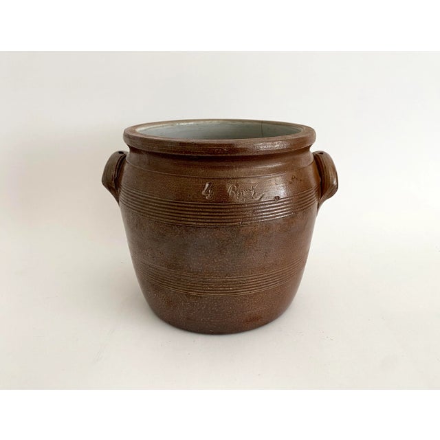 Ceramic 1940s French Renault #4 Brown Luster Confit Pot For Sale - Image 7 of 7