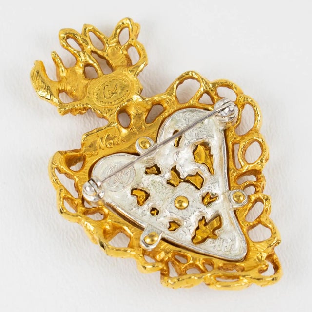 Christian Lacroix Gilded Heart Brooch for Noel 97 Limited Edition For Sale In Atlanta - Image 6 of 8