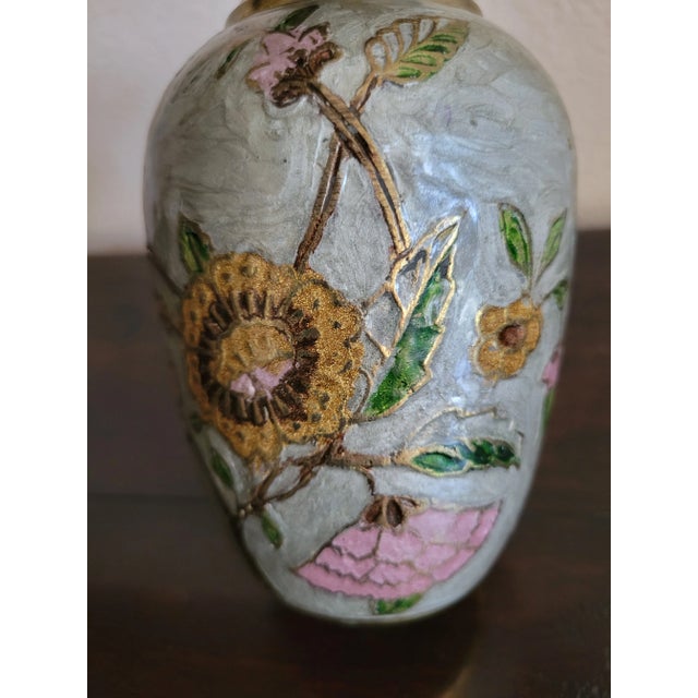 Vintage Mid 20th Century Glazed Brass Vase For Sale - Image 4 of 11