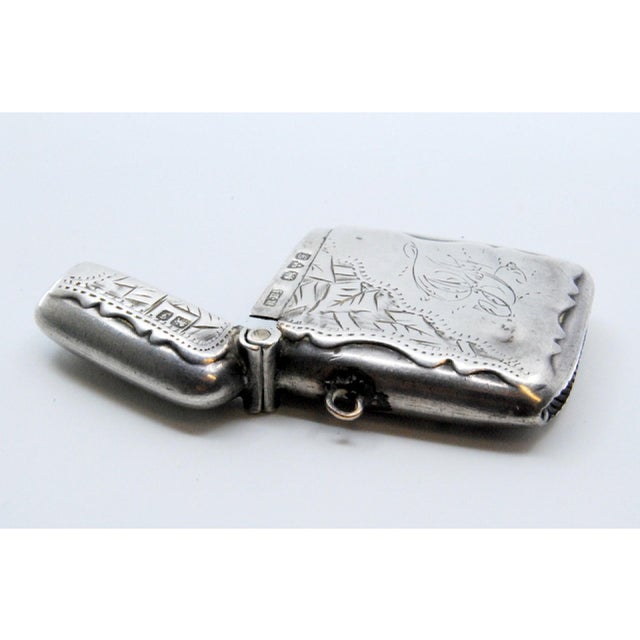 Silver Matchbox with Engraved Plant Motifs Surrounding Monogram Card For Sale - Image 9 of 11