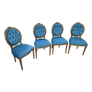 Antique French Carved Chairs Newly Reupholstered - Set of 4 For Sale