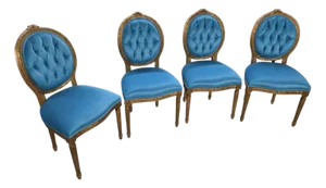 Antique French Carved Chairs Newly Reupholstered - Set of 4