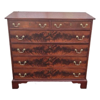 Fine Late 18th C / 19th C English Crotch Mahogany 6 Drawer Chest For Sale