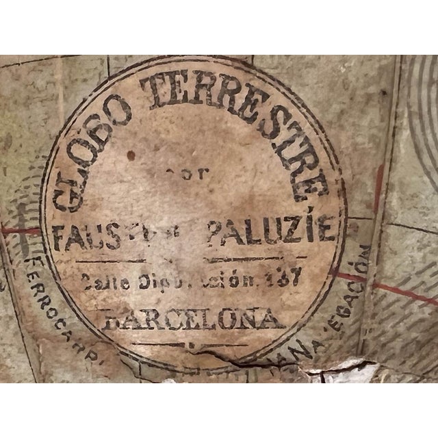 Metal Globe by Faustino Paluzie, Barcelona, Spain, 19th Century For Sale - Image 7 of 12