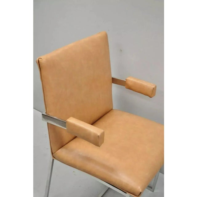 Milo Baughman Mid 20th Century Vintage Milo Baughman Style Chrome Floating Frame Dining Arm Chair For Sale - Image 4 of 10