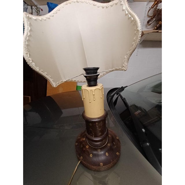 Particular Sicilian Table Lamp in Dark Wood, 1930s For Sale - Image 6 of 7