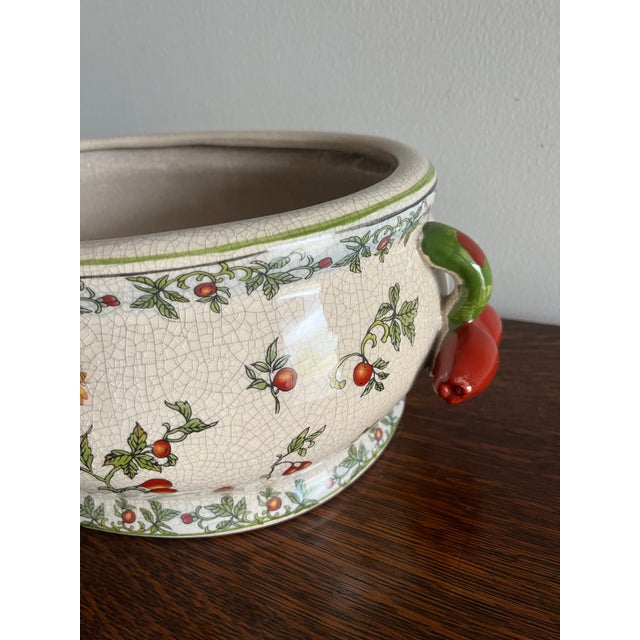 Vintage Bird and Berry Ceramic Jardinière Planter For Sale In West Palm - Image 6 of 9