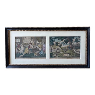 Pair of Antique 18th C Prodigal Son Returns Engraving Prints - Framed For Sale