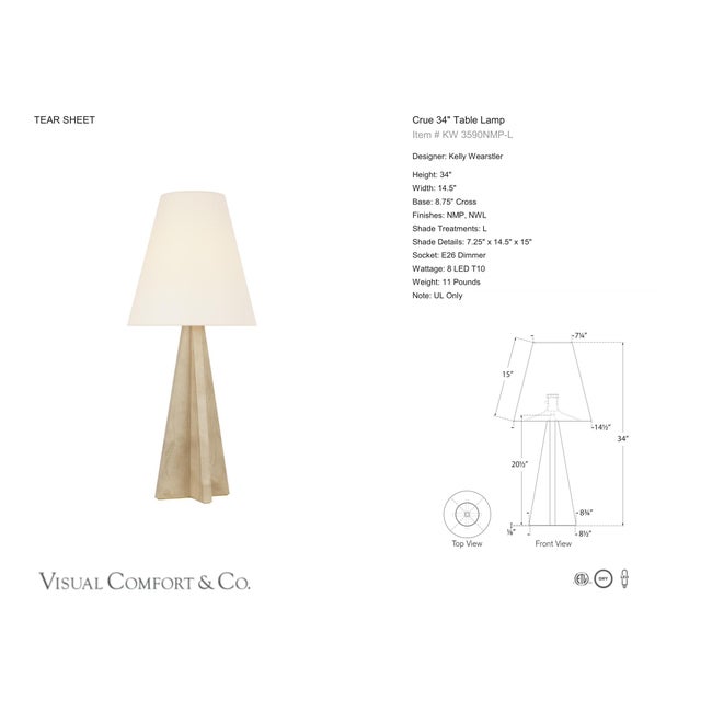 Kelly Wearstler by Visual Comfort Signature Crue 34" Table Lamp in Natural Maple with Linen Shade Designer: Kelly...