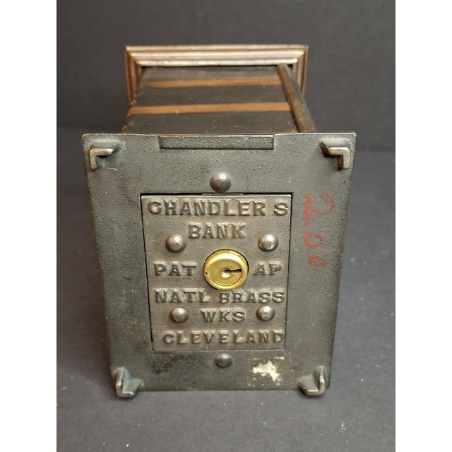 Antique 1895 Chandler’s Mechanical Bank National Brass Works Safe For Sale - Image 13 of 14