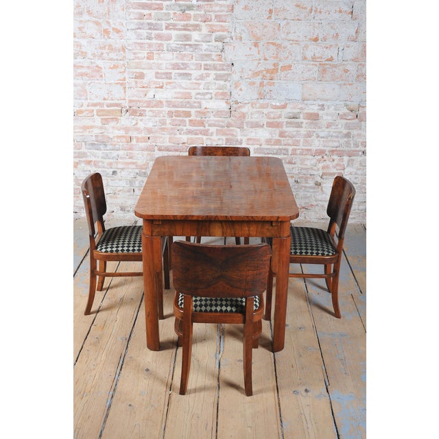 Vintage Art Deco Chairs in Beech and Walnut Veneer, Czech, 1920s, Set of 4 For Sale - Image 15 of 17