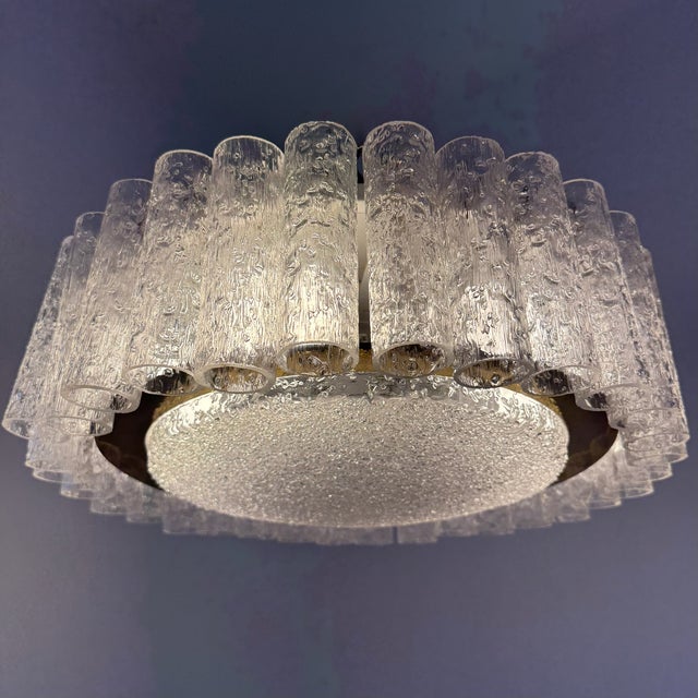 Mid-Century Space Age Ice Glass Ceiling Lamp and Wall Lamps from Doria Leuchten, Germany, 1960s, Set of 3 For Sale - Image 4 of 18