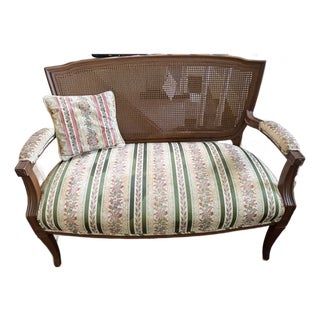 Vintage Cane Back Settee For Sale