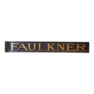 19th Century American Weathered Black & Gold Wooden Sign For Sale