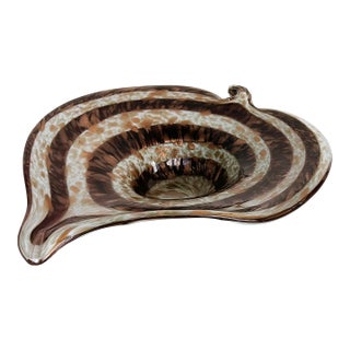 Mid 20th Century Murano Glass Hand-Blown Gold Infused Leaf-Form Tray or Ashtray For Sale
