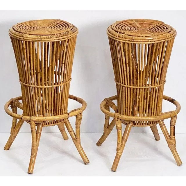Italian Stool of Rattan and Bamboo From the Mid-20th Century For Sale - Image 12 of 13