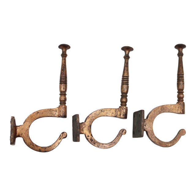 Set of Vintage Spindle Bronze Wall Hooks For Sale