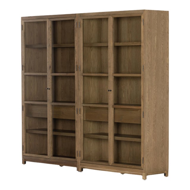 Four Hands Millie Double Cabinet, Drifted Oak Solid For Sale