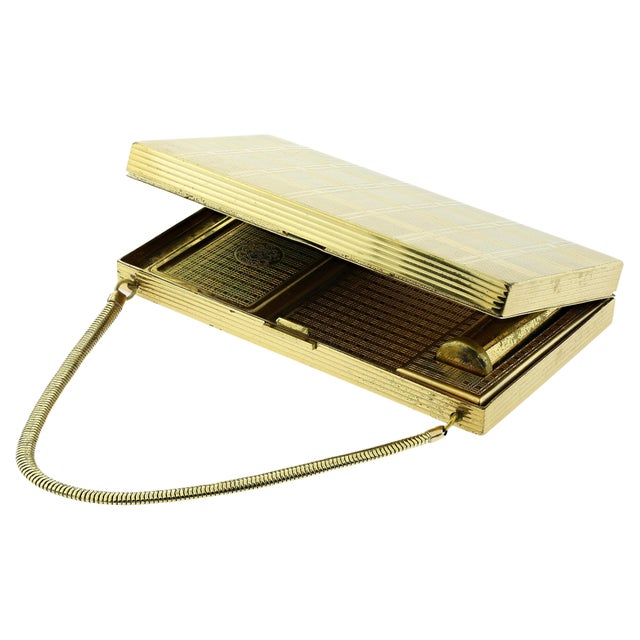 1950s Mid-Century Evans Wristlet Compact Vanity Kit and Cigarette Case For Sale - Image 15 of 18