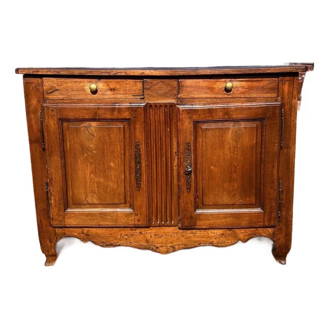 18th Century French Provinciale Louis XV Solid Walnut Sideboard / Buffet For Sale