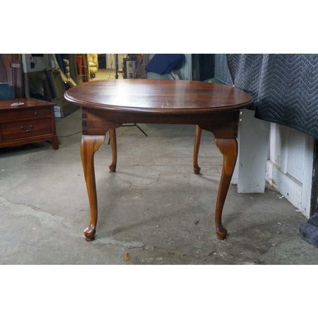 Broyhill Furniture Village Tapestry Queen Anne Style Dining Breakfast Table 68" For Sale - Image 6 of 18