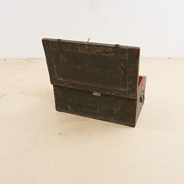 Vintage Military Wooden Trunk For Sale - Image 6 of 7