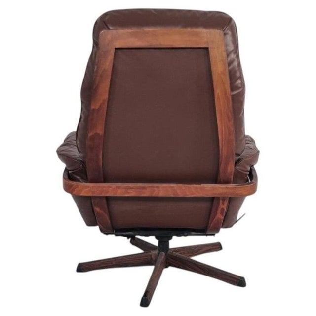 Vintage Nässjö Swivel Armchair in Brown Leather from Gote Mobler For Sale - Image 3 of 3