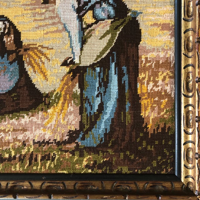 Figurative Vintage Original Needlepoint Picture Framed “The Gleaners” by Francois Millet For Sale - Image 3 of 6