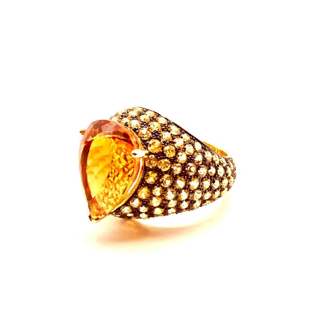 Bochic "Orient" Vintage Yellow Sapphire & Citrine Ring Set In 18K Gold & Silver For Sale - Image 17 of 18