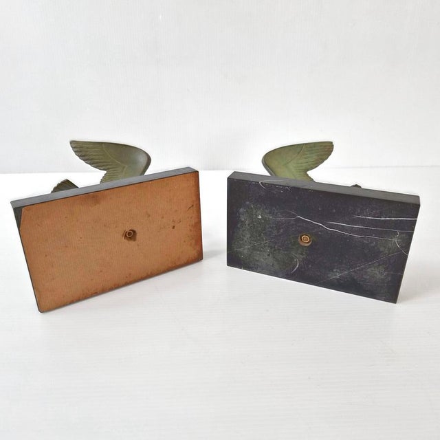 Vintage Seagull on a Wave Bookends in Marble and Metal, 1950s, Set of 2 For Sale - Image 6 of 15