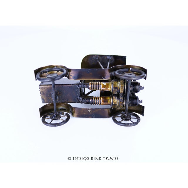 Bronze Antique Metal Handmade Classic Ford Retro Car Sculpture For Sale - Image 8 of 9