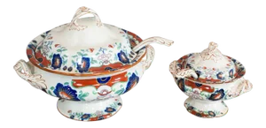 1950s English Ironstone Soup Tureen Serving Set - 2 Pieces