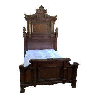 Antique Victorian Walnut Bed, (Headboard Footboard and Rails) For Sale