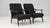 Pair of 1960s Czech upholstered armchairs featuring sculptural black-stained wooden frames and newly upholstered seats in...