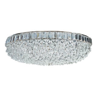 1960s Austrian Palwa / Kalmar Style Crystal Flush Mount Plafond Chandelier For Sale