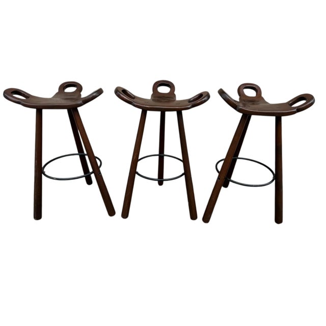 Brutalist Marbella Bar Stools attributed to Sergio Rodrigues, Spain, 1960s, Set of 6 For Sale - Image 15 of 18