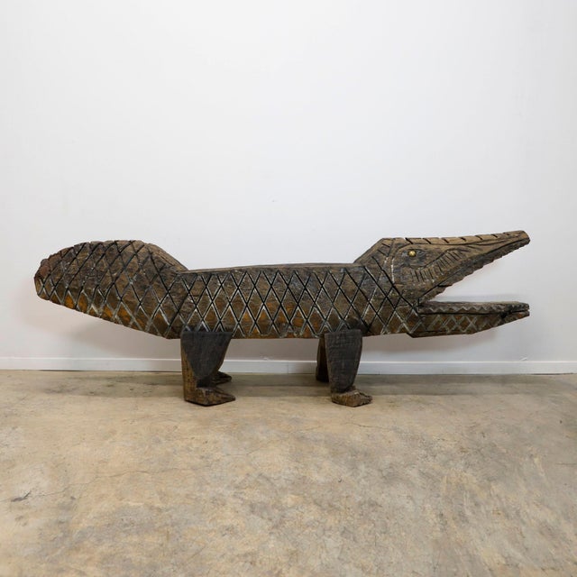 Wood Decorative crocodile-shaped bench Mexico, ca. 1960 For Sale - Image 7 of 18