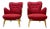 1950s Vintage Red Asko Lounge Chairs - a Pair For Sale