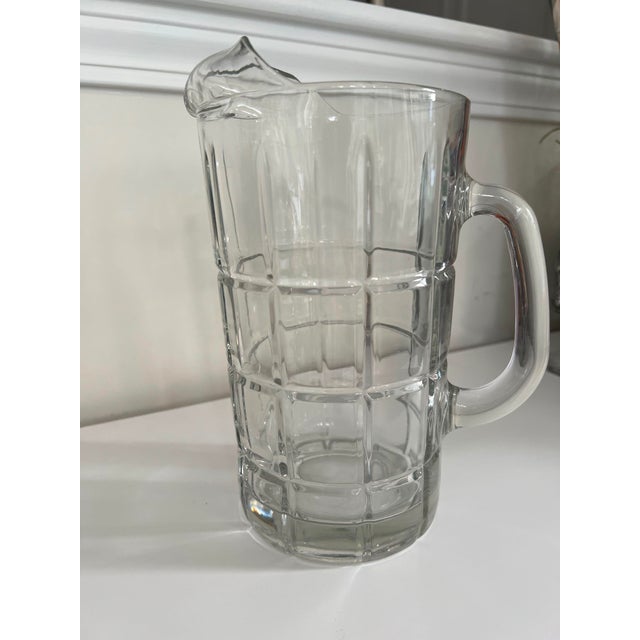 Mid-Century Modern Vintage Anchor Hocking Mid-Century Geometric Cut Glass Water Pitcher For Sale - Image 3 of 5