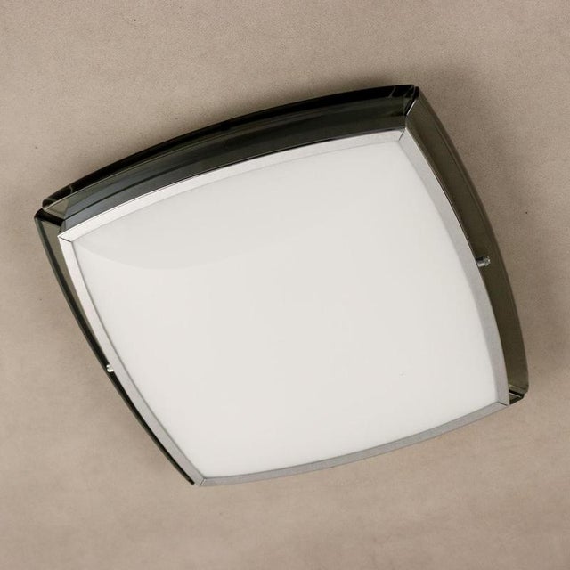 Glass and Aluminum Ceiling Light, 1970s For Sale - Image 8 of 9