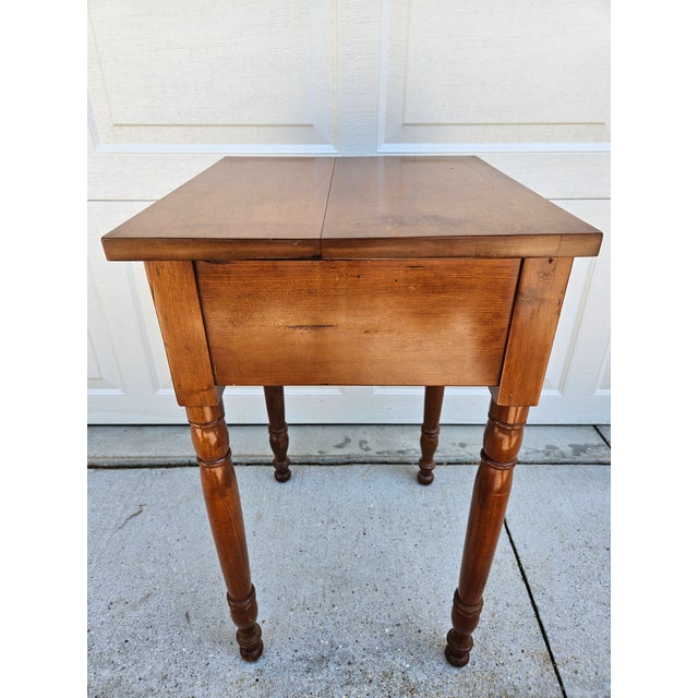 Antique Primitive Side Table With Drawer and Turned Legs For Sale - Image 11 of 11