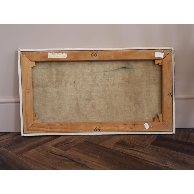 Mid-Century Modern 'Pastel Settlement' Swedish Abstract Landscape Oil Painting, Framed For Sale - Image 11 of 11