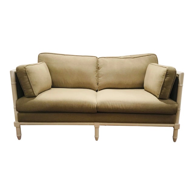 Worlds Away Modern Khaki Ainsley Sofa For Sale